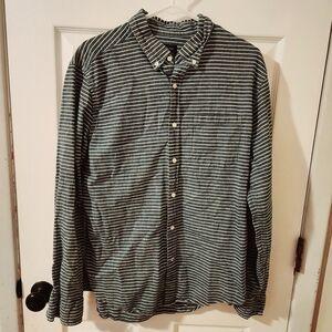 American Eagle AEO Long Sleeve Button Down Shirt Men's Large Blue White Stripe